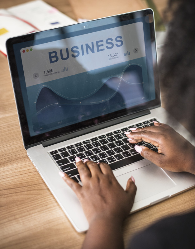 Businesswoman working on a laptop